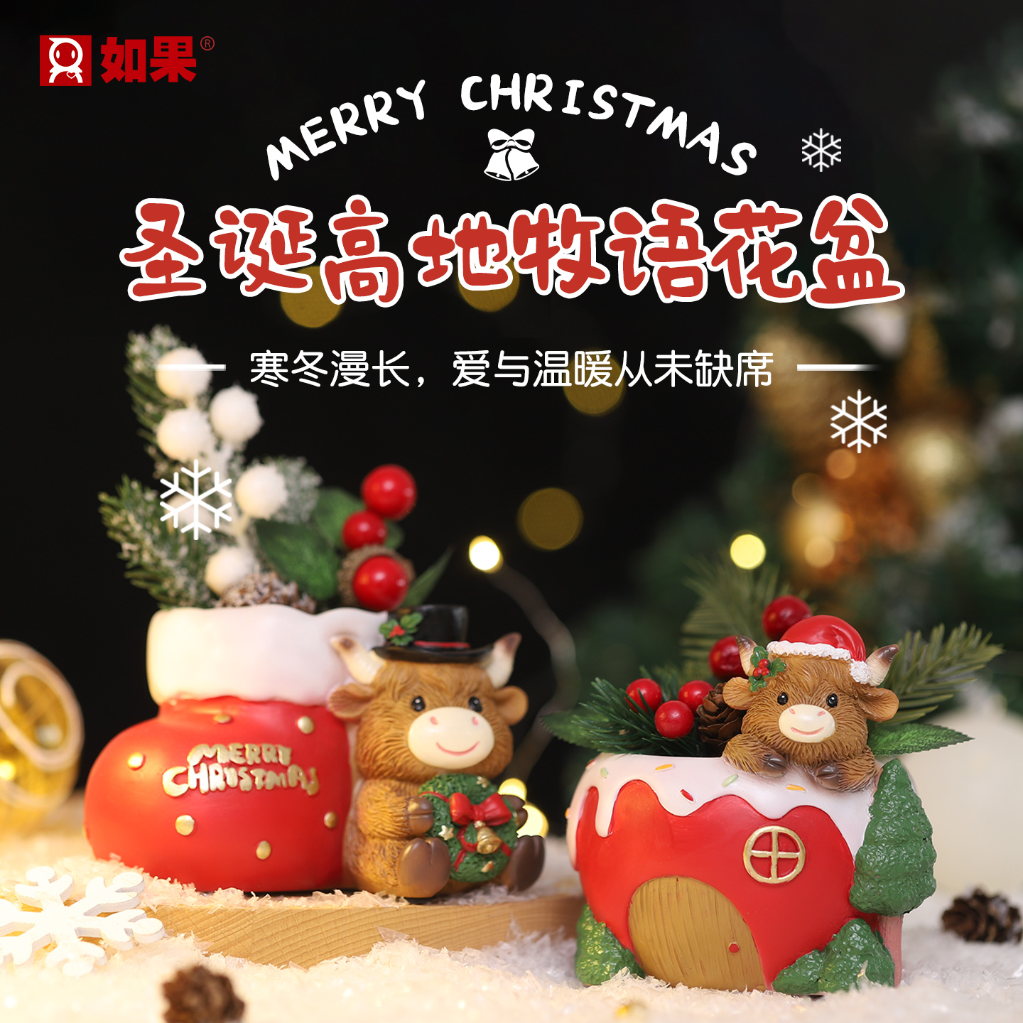 圣诞高地牧语花盆